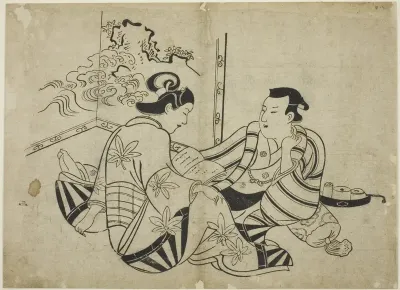 Reading a Letter in Front of a Screen, from an untitled series of 12 prints
