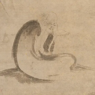 Reading a sutra by moonlight