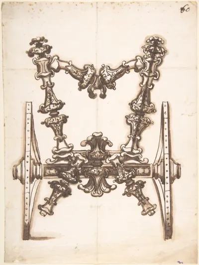 Rear View of the Wooden Structure of a Carriage