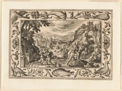Rebecca and Eliezer at the Well, from Landscapes with Old and New Testament Scenes and Hunting Scenes