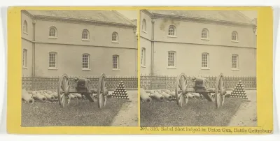 Rebel Shot lodged in Union Gun, Battle Gettysburg