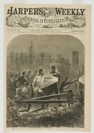 Rebels Outside Their Works at Yorktown, Reconnoitring [sic] with Dark Lanterns
