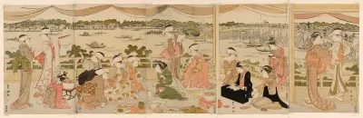 Recital on a verandah overlooking Sumida River