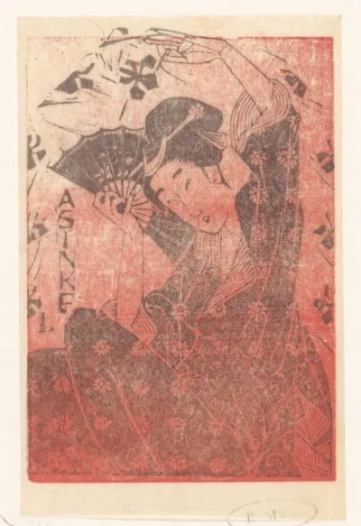 Reclamekaart van A. Sinkel met Japanse vrouw