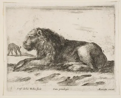 Reclining lion, plate 5 from "Various Animals" (Diversi Animali)