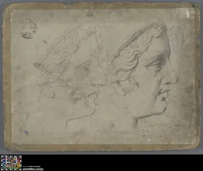 recto: Academic print with study of the face of a woman, verso: Fragment of an academic print