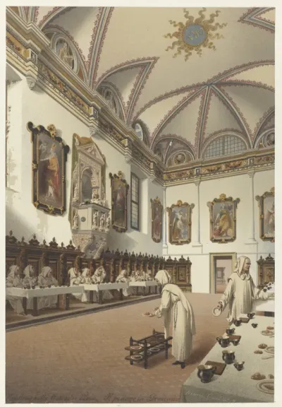 Refettorio nella Certosa di Pavia. Il pranzo in Domenica