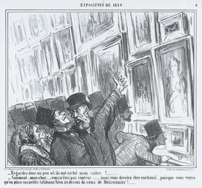 Regardez donc un peu oû ils ont niché mon cadre!..., from L'Exposition de 1859, published in Le Charivari, April 20, 1859