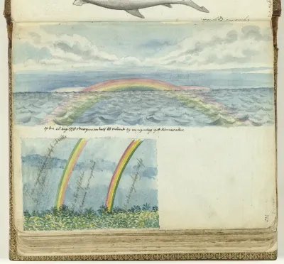 Regenbogen op zee en op land
