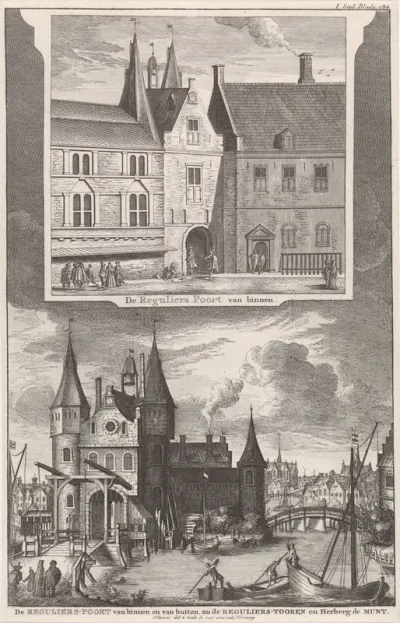 Regulierspoort en de herberg de Munt te Amsterdam