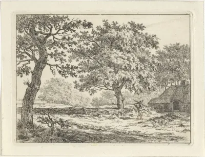 Reiziger bij een boerderij