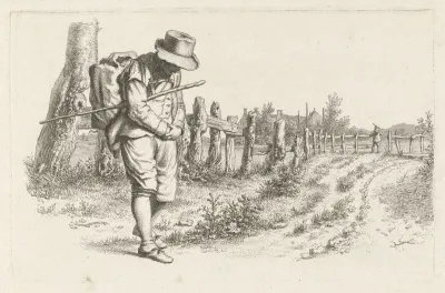 Reiziger op een landweg
