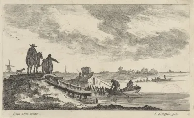 Reizigers bij een brug