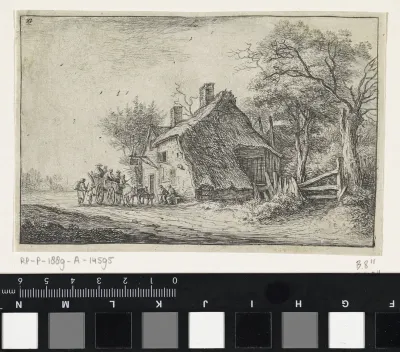 Reizigers bij een herberg
