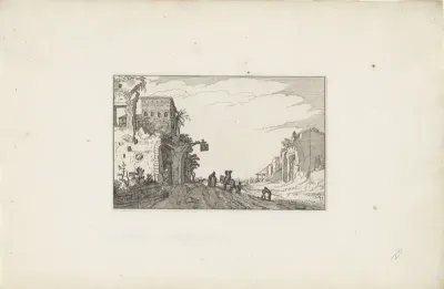 Reizigers bij een herberg