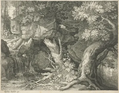 Reizigers boven een waterval