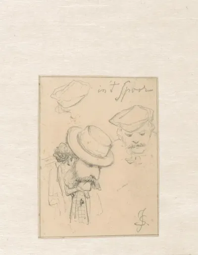 Reizigers in de trein tijdens de Duitse reis van 1864