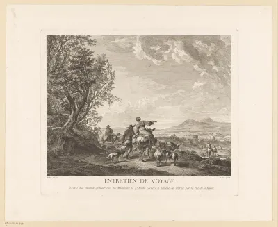 Reizigers in een landschap