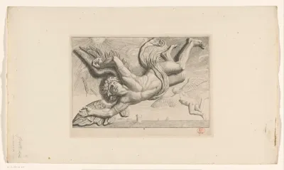 Reliëf met de val van Icarus boven de deur naar de Desolate Boedelkamer in het Stadhuis op de Dam