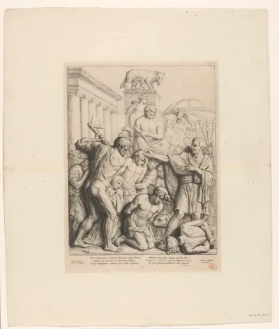 Reliëf met het oordeel van Lucius Junius Brutus in de Vierschaar van het Stadhuis op de Dam