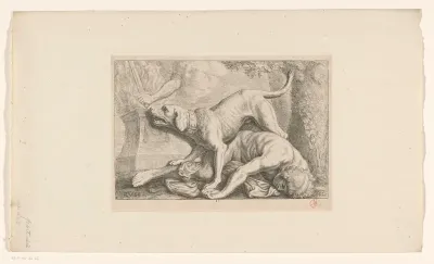 Reliëf met hond als allegorie op de Trouw boven de linker deur naar het Secretarie in het Stadhuis op de Dam