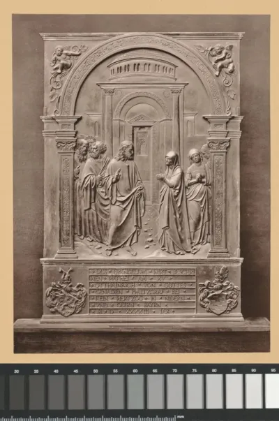 Reliëf van brons met een voorstelling van Christus en andere figuren, van Peter Vischer