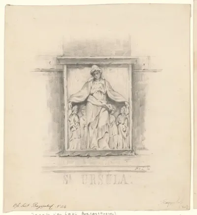 Reliëf van St. Ursula in de gevel van het Begijnhof 24