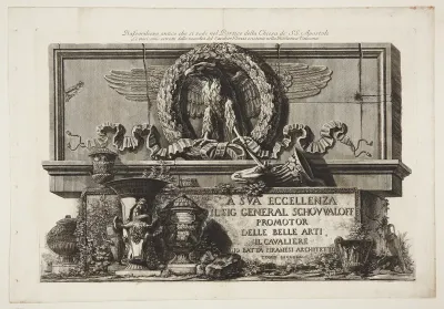 Relief ved SS- Apostoli-kirkens porticus. Titelblad til andet bind af "Vasi, candelabri, cippi, sarcophagi [...]"