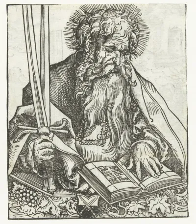 Reliekbuste van Paulus met een boek en zwaard