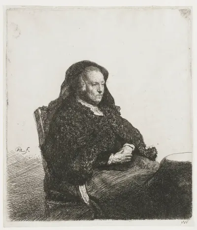 Rembrandts moeder aan tafel
