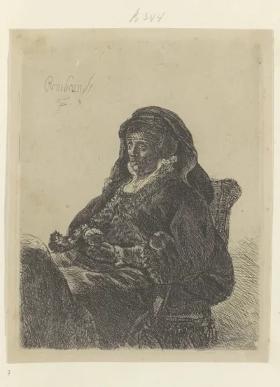 Rembrandts moeder als weduwe met zwarte handschoenen
