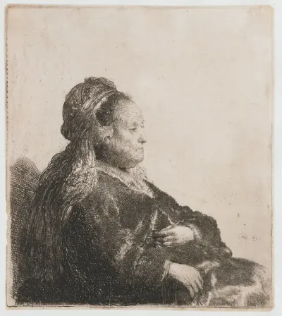 Rembrandts moeder zittend