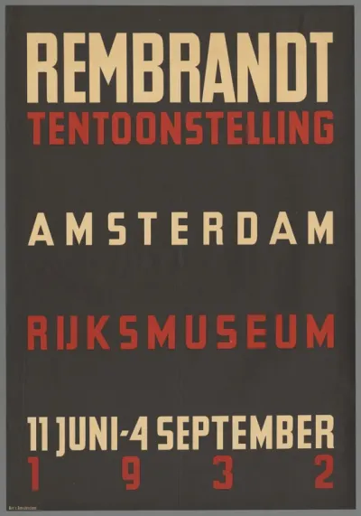 Rembrandttentoonstelling Amsterdam Rijksmuseum 11 Juni - 4 September 1932.