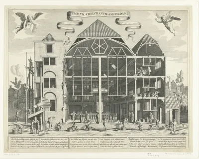 Remonstrantse kerk te Amsterdam in aanbouw, 1630