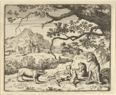 Renard Receives a New Citation from the Badger from Hendrick van Alcmar's Renard The Fox