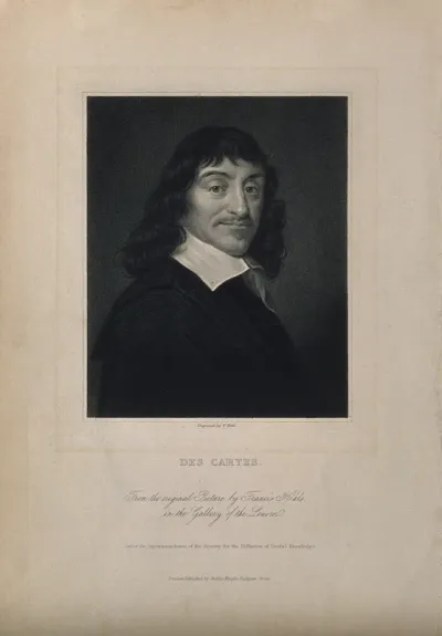 René Descartes. Stipple engraving by W. Holl, after F. Hals, 1649