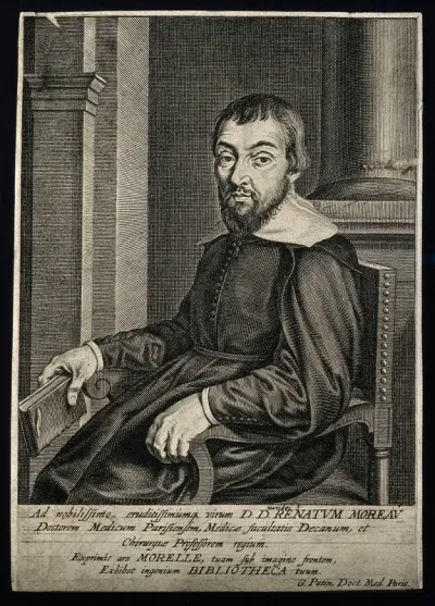 René Moreau. Line engraving by M. Lasne after himself