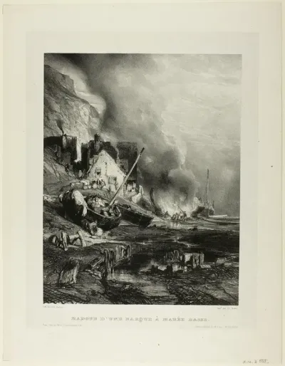 Repair of a Ship at Low Tide, plate four from Six Marines