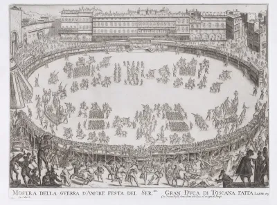 Reprint of Le Défilé Entrée des Chars de l'Afrique et de l'Aise (The Entrance Parade of the Chariots of Africa and Asia), from La Guerre d'Amour (Guerra d'Amore) (War of Love)
