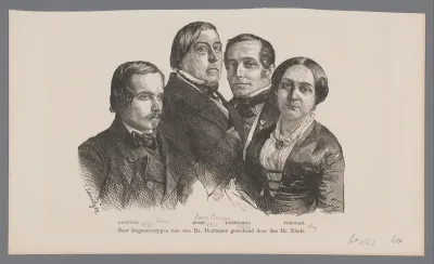 repro naar daguerreotypieen van Deutmann van vier operazangers Gardoni, Rossi, Tamburini, Persiani