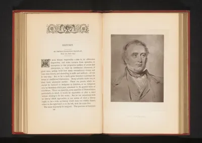 Reproductie van een getekend portret van Lord Thomas Babington Macaulay door George Richmond