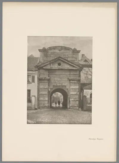 Reproductie van een gomdruk van de Berger Tor in Düsseldorf door Erwin Quedenfeldt