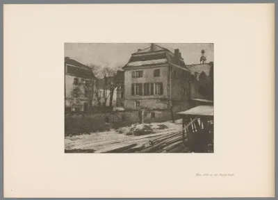 Reproductie van een gomdruk van de Hubertus-Stift in Düsseldorf door Erwin Quedenfeldt