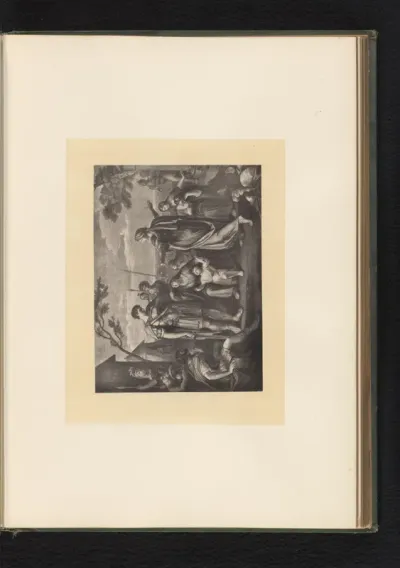 Reproductie van een gravure naar een schilderij van een scène uit Coriolanus