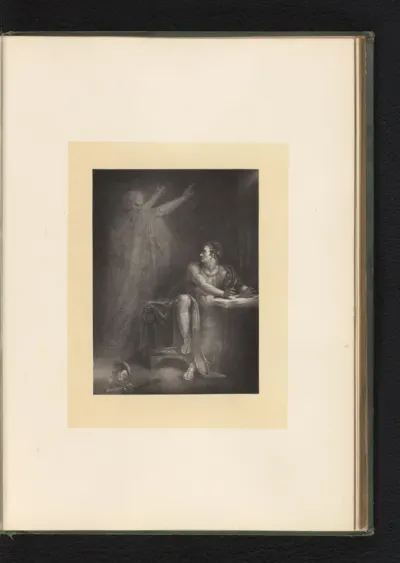 Reproductie van een gravure naar een schilderij van een scène uit Julius Caesar