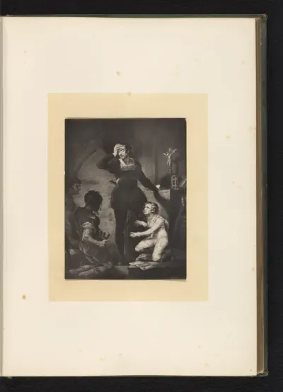 Reproductie van een gravure naar een schilderij van een scène uit King John