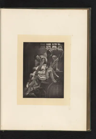 Reproductie van een gravure naar een schilderij van een scène uit King Richard the Third