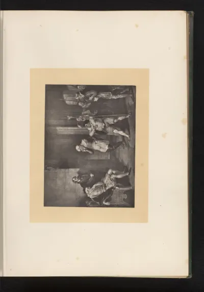 Reproductie van een gravure naar een schilderij van een scène uit Measure for Measure