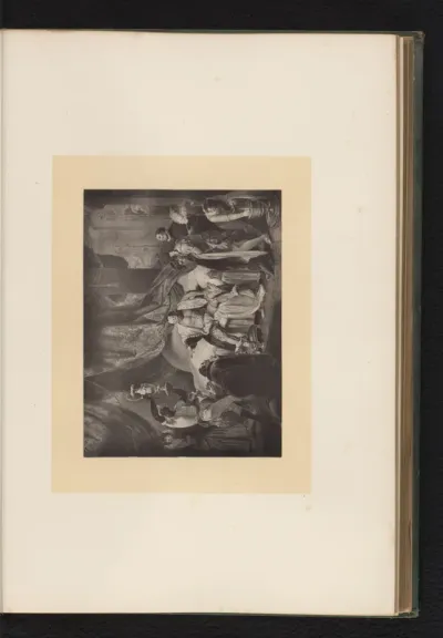 Reproductie van een gravure naar een schilderij van een scène uit The Taming of the Shrew