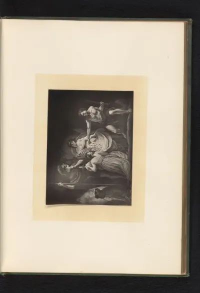 Reproductie van een gravure naar een schilderij van een scène uit Timon of Athens